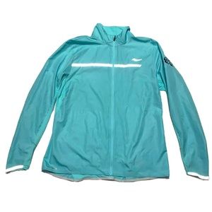 Saucony Full Zip Running Light Blue / Teal Lightweight Jacket Run Boston 2015 XL